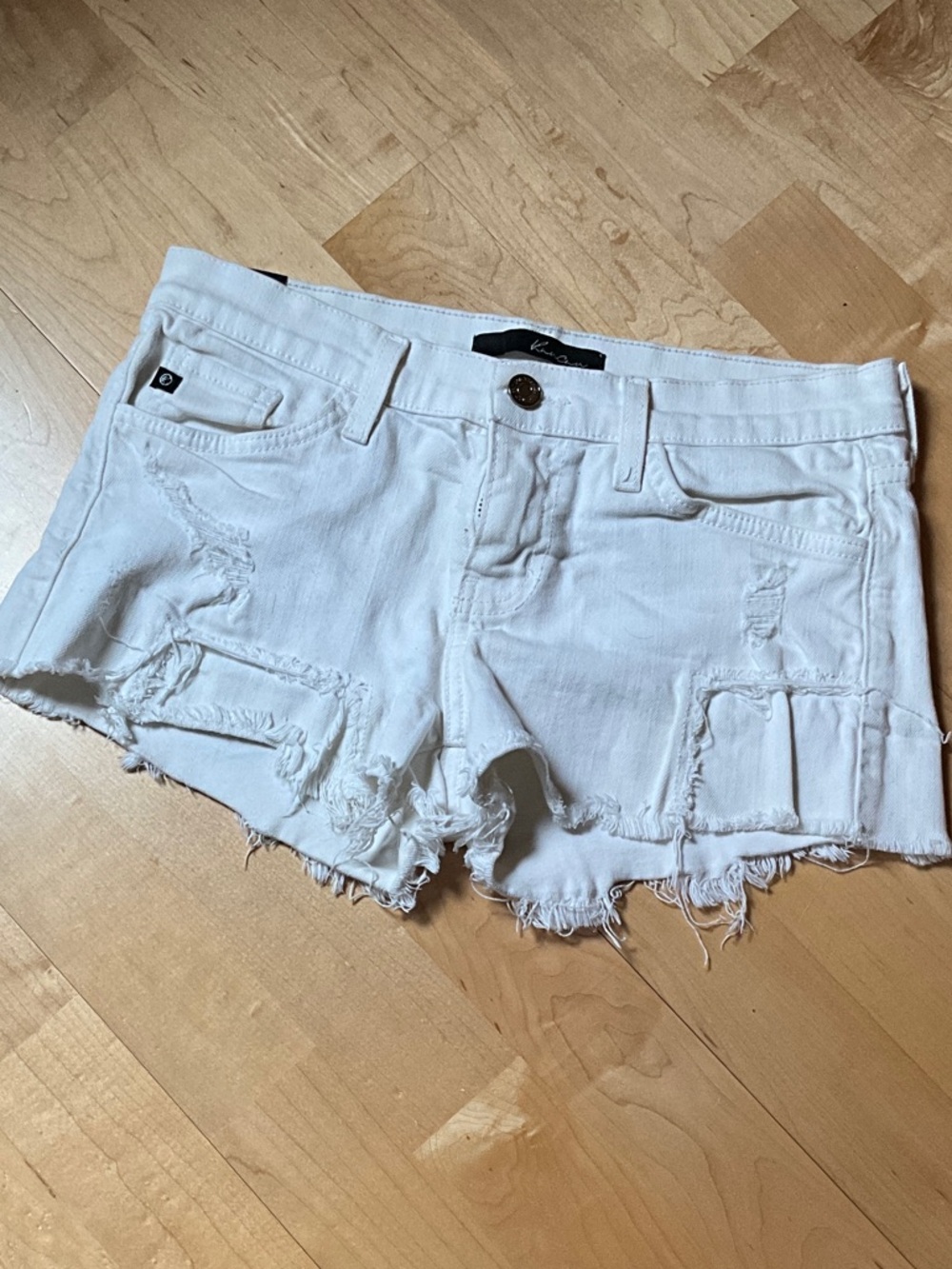 KanCan White Distressed Jean Shorties